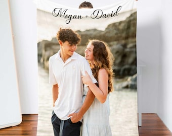 Personalized Valentine's Day Photo Blanket, Gifts for Couple, Soft & Comfort Velvet Blanket, Girlfriend or Boyfriend Gift