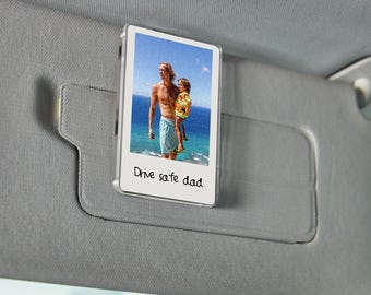 Personalized Car Visor Photo Clip, Custom Picture Frame, Father&#39;s Day Gift for Him, Custom Car Visor Clip, Grandpa Gift, Dad Gift