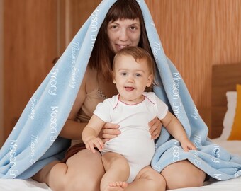 Personalized Baby Blanket with Name, Custom Baby Name Swaddle, Newborn Hospital Blanket, Baby Gift