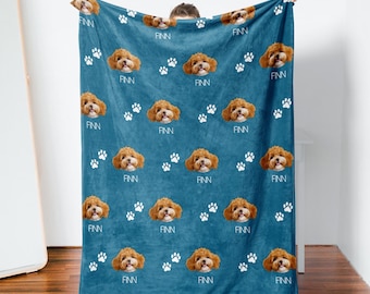 Custom Pet Blanket, Personalized Photo Blanket, Face Blanket for Cat, Dog Lover Gift, Christmas Gift