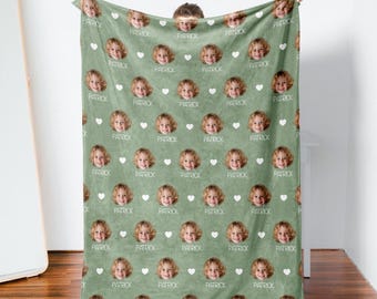 Personalized Photo Blanket with Name - Birthday Gift for Kids Pet Friend - Funny Face Gift - Family Blanket Gifts