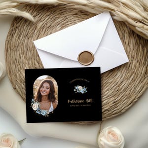 Cartes de remerciement personnalisées : souvenir funéraire modifiable - Collection Midnight Blooms - Collection Midnight Blooms