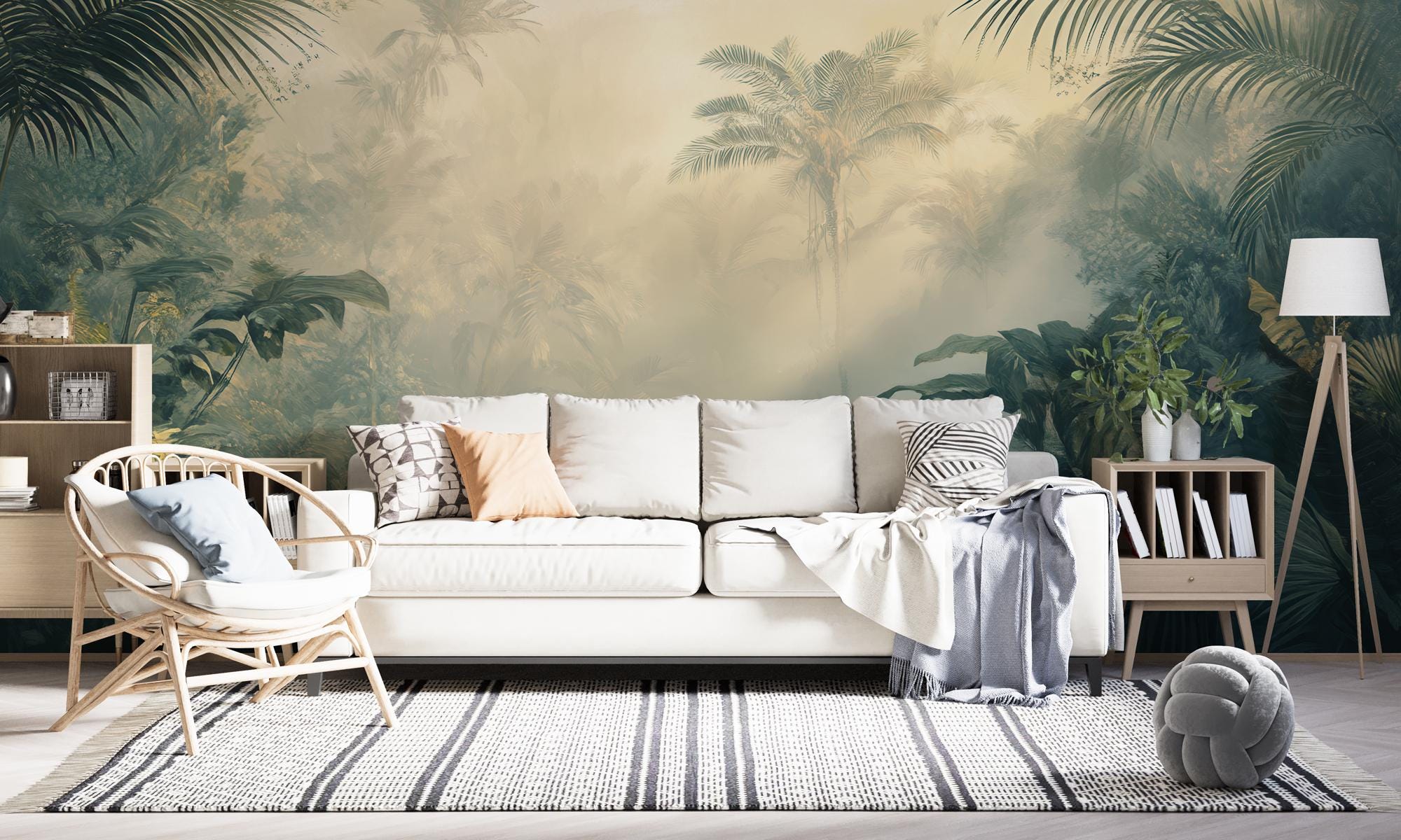 Vintage Tropical Jungle Mural – Peel and Stick Palm Leaf Wallpaper - Etsy