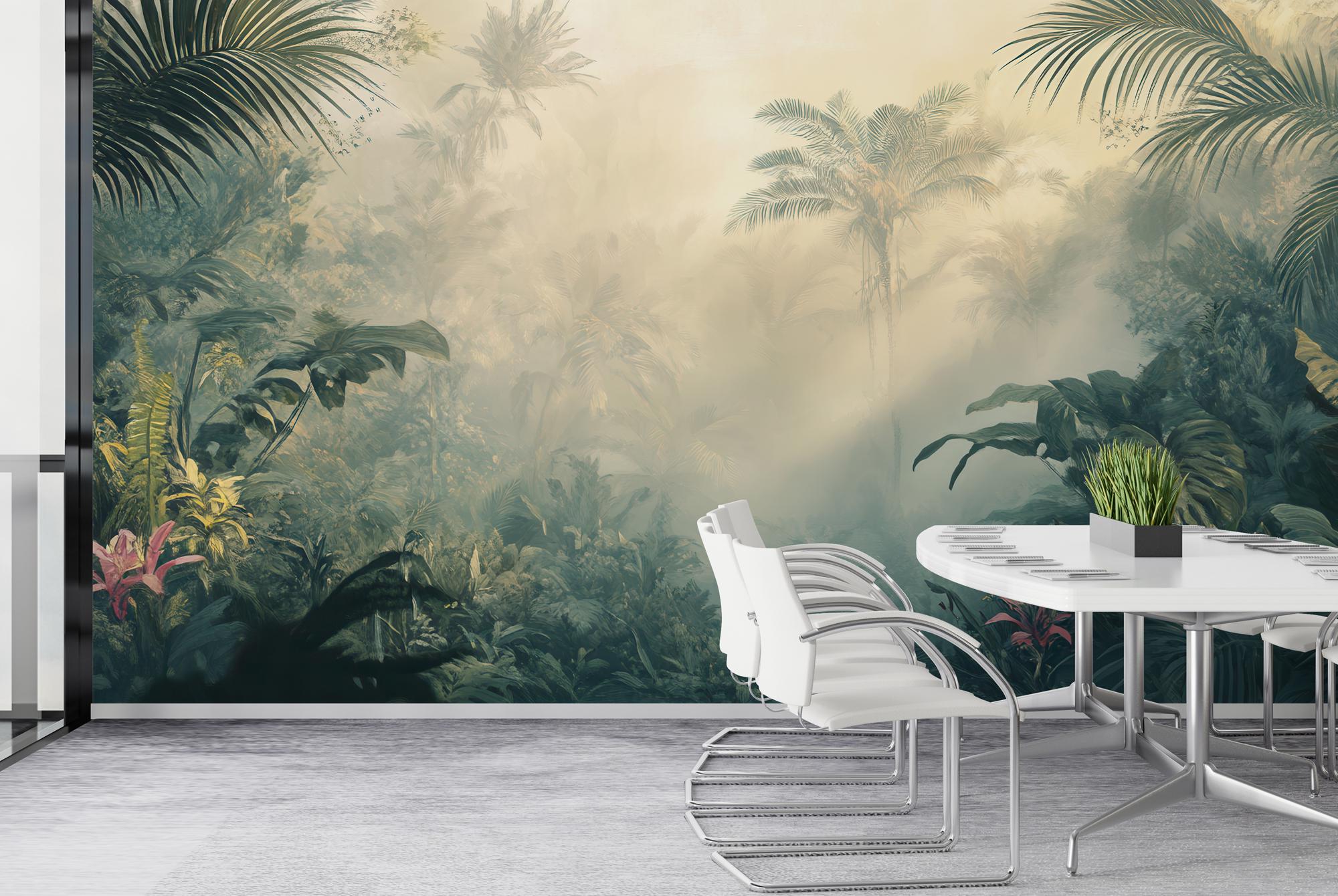 Vintage Tropical Jungle Mural – Peel and Stick Palm Leaf Wallpaper - Etsy