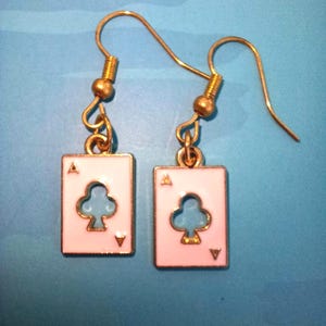 Pendientes de la suerte de jugador de póker con as de espadas en rosa o rojo, regalo ideal para un jugador de póker, bridge o cartas o para felicitaciones de exámenes