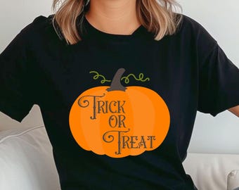 Trick or Treat Pumpkin T-Shirt, Halloween Pumpkin Tee, Spooky Trick or Treat Shirt, Halloween Pumpkin Gift