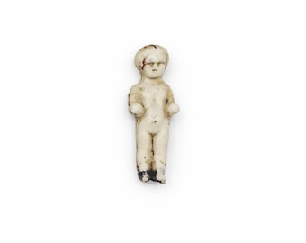 Antique Frozen Charlotte Doll | Miniature Bisque Penny c. Late 1800s | 1.75” Primitive Victorian Figurine