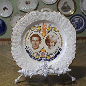 1981 königliche Hochzeit-Gedenkplatte: Prinz Charles & Lady Diana,Liverup Road Pottery