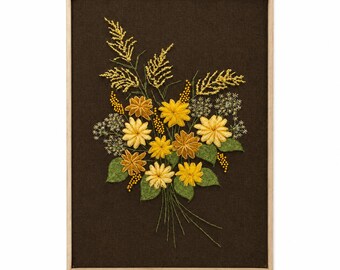 Vintage Framed Floral Crewel Embroidery Butterfly, Ladybug, Bee - Etsy