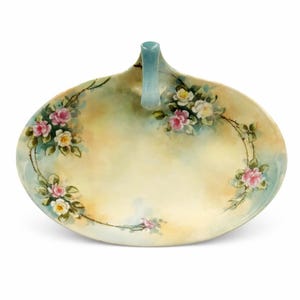 Antique Limoges Hand-Painted Rose Cake Plate – Signed B.R. Howe, Edwardian Serving Tray