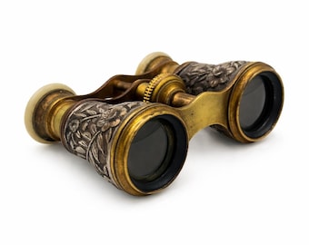 Antique French Opera Glasses, Sterling Silver Repoussé Binoculars, Belle Époque c. 1900