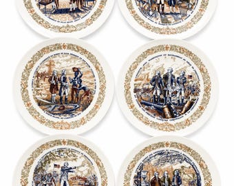 Vintage Limoges Collector Plates – American Revolutionary War Series (Set of 6)
