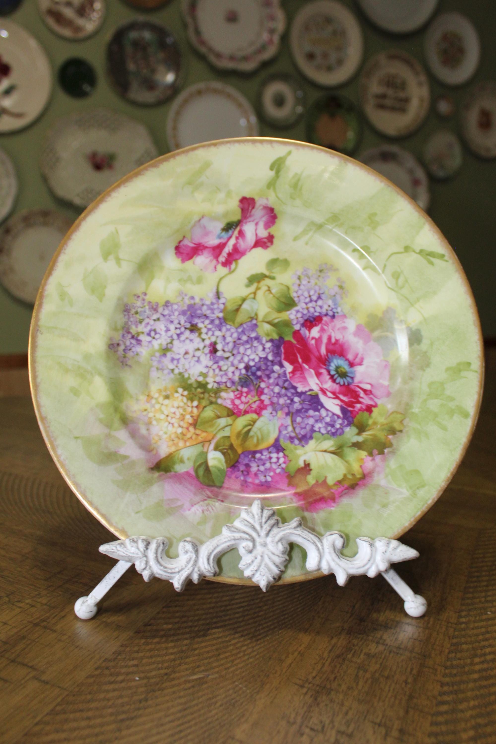 アンティーク リモージュ プレート: チャールズ・アーレンフェルト 花