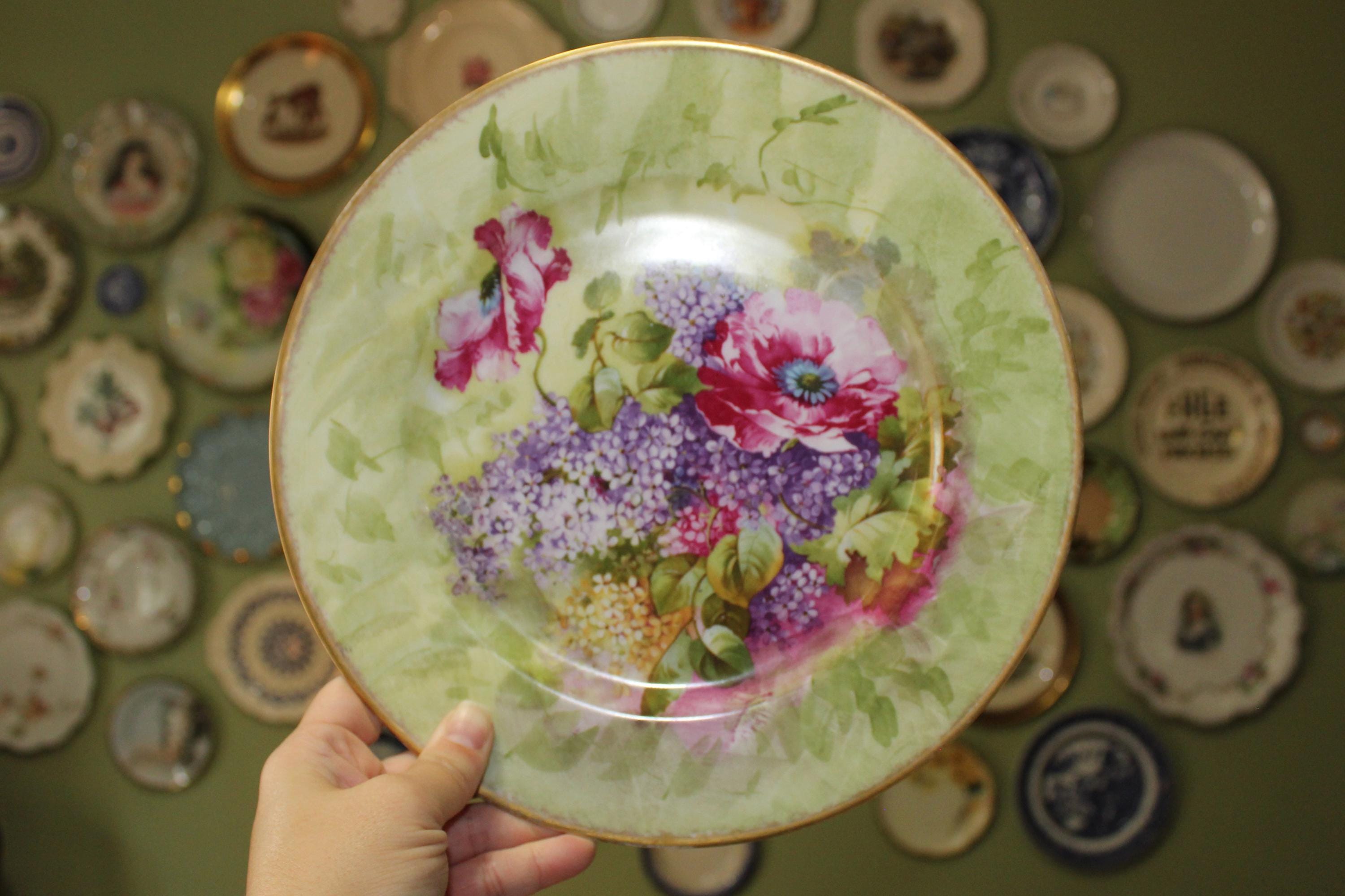 アンティーク リモージュ プレート: チャールズ・アーレンフェルト 花