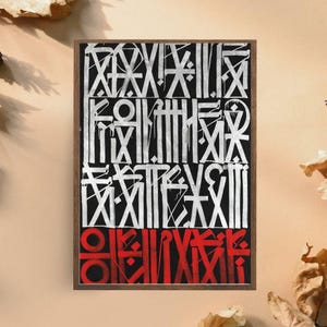Abstract Typography Graffiti Art Print, Bold Black White and Red Urban Wall Art, Modern Street Style Decor, Contemporary Lettering Poster