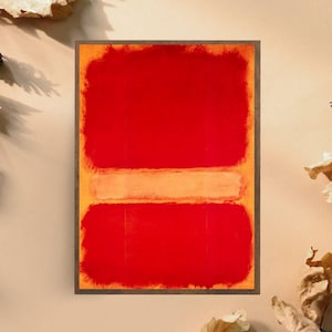 Red Abstract Art Print, Bold Color Block Wall Art, Minimalist Modern Painting, Contemporary Red and Orange Decor, Statement Abstract Poster