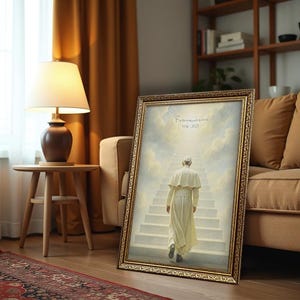 Spiritual Journey Canvas Wall Art – Holy Leader Climbing to Heaven – Inspirational Religious Home Decor – Faith Hope Print