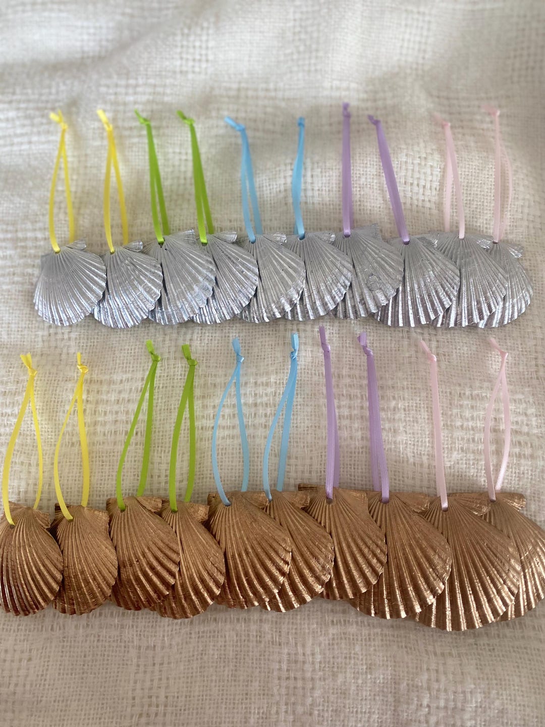Shell Ribbons 10 Gold, Silver, or Combination of Scallop Shells With Multicolor ...