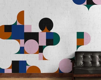 Geometric Abstract Pattern - Wallpaper 3D Poster - shape pattern - Artistic-Living Room- kitchen - Peel and Paste - Removable After Pasting