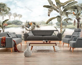 Tropical Palm Tree Pattern Self-Adhesive Wallpaper