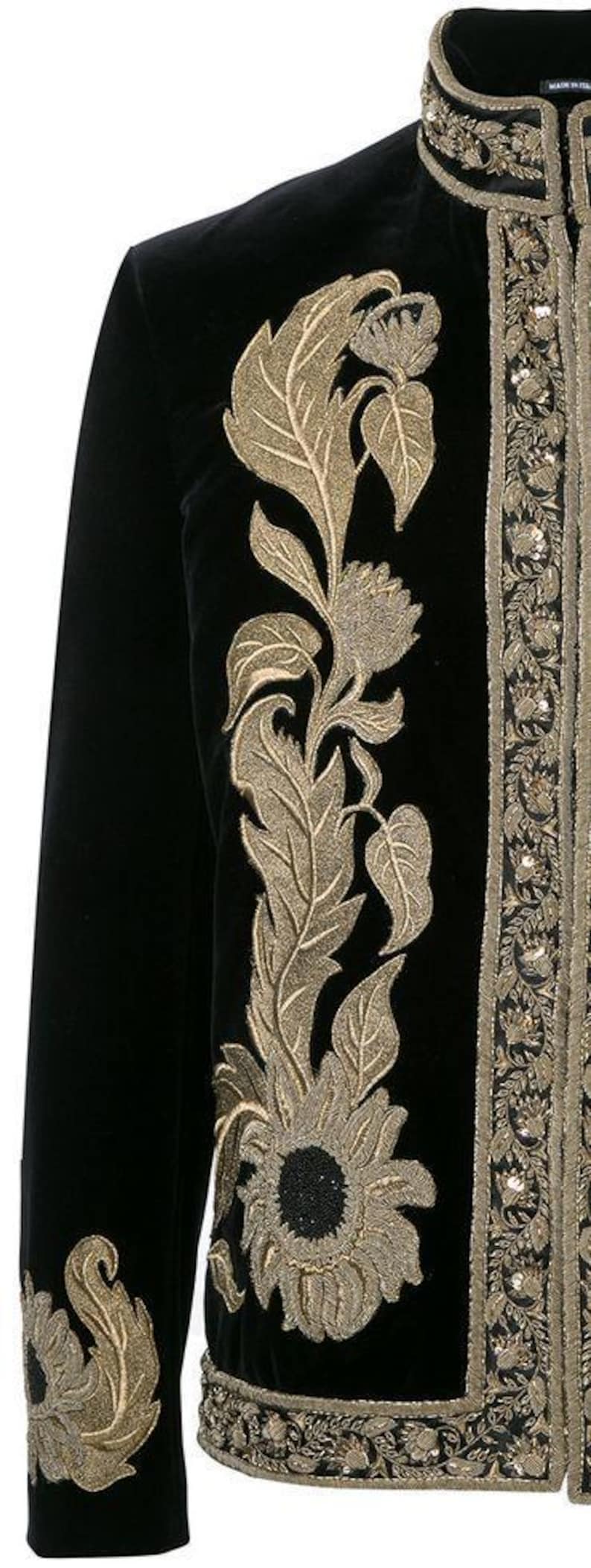 Beige Floral Hand Painted Jacket Set for Men Timeless, Artistic Style with a Sophisticated Touch