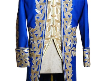 Maßgeschneiderter Herrenanzug im historischen Stil, goldbestickt, Vintage-Maskenball-Outfit, Rokoko-Vintage-Kleidung