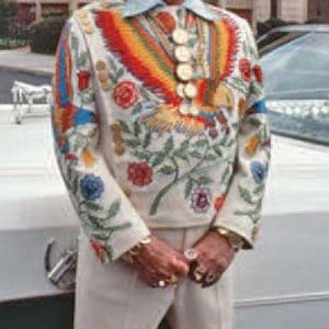 Men&#39;s Custom Made Ivory 2Pc Eagle Floral Embroidered Groom&#39;s Western Suit Western Style Suit Country Wedding Suits Western Suits for Men