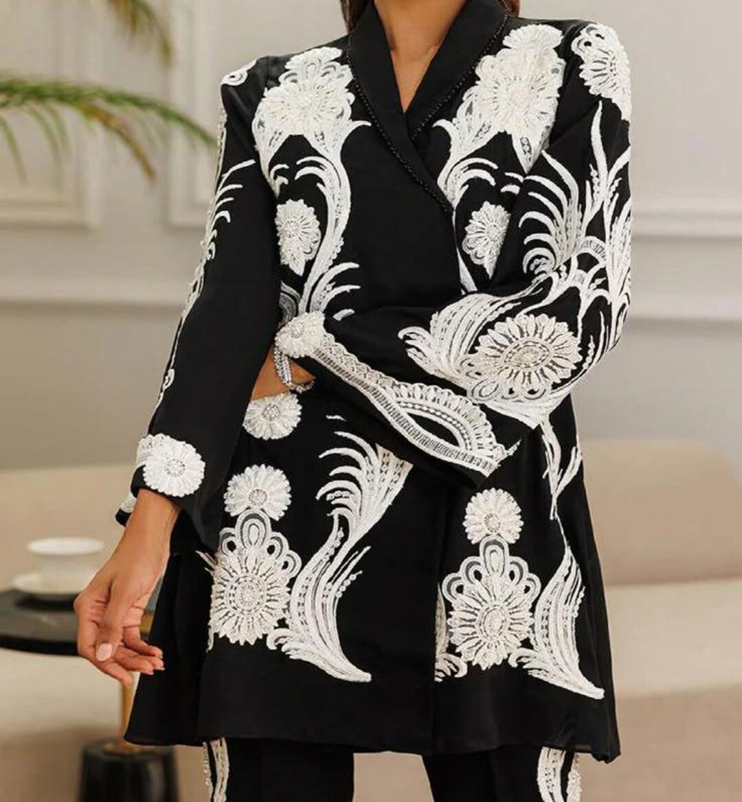 Women Black Custom 2piece Set Floral Embroidered Wedding Suit Etsy — free download