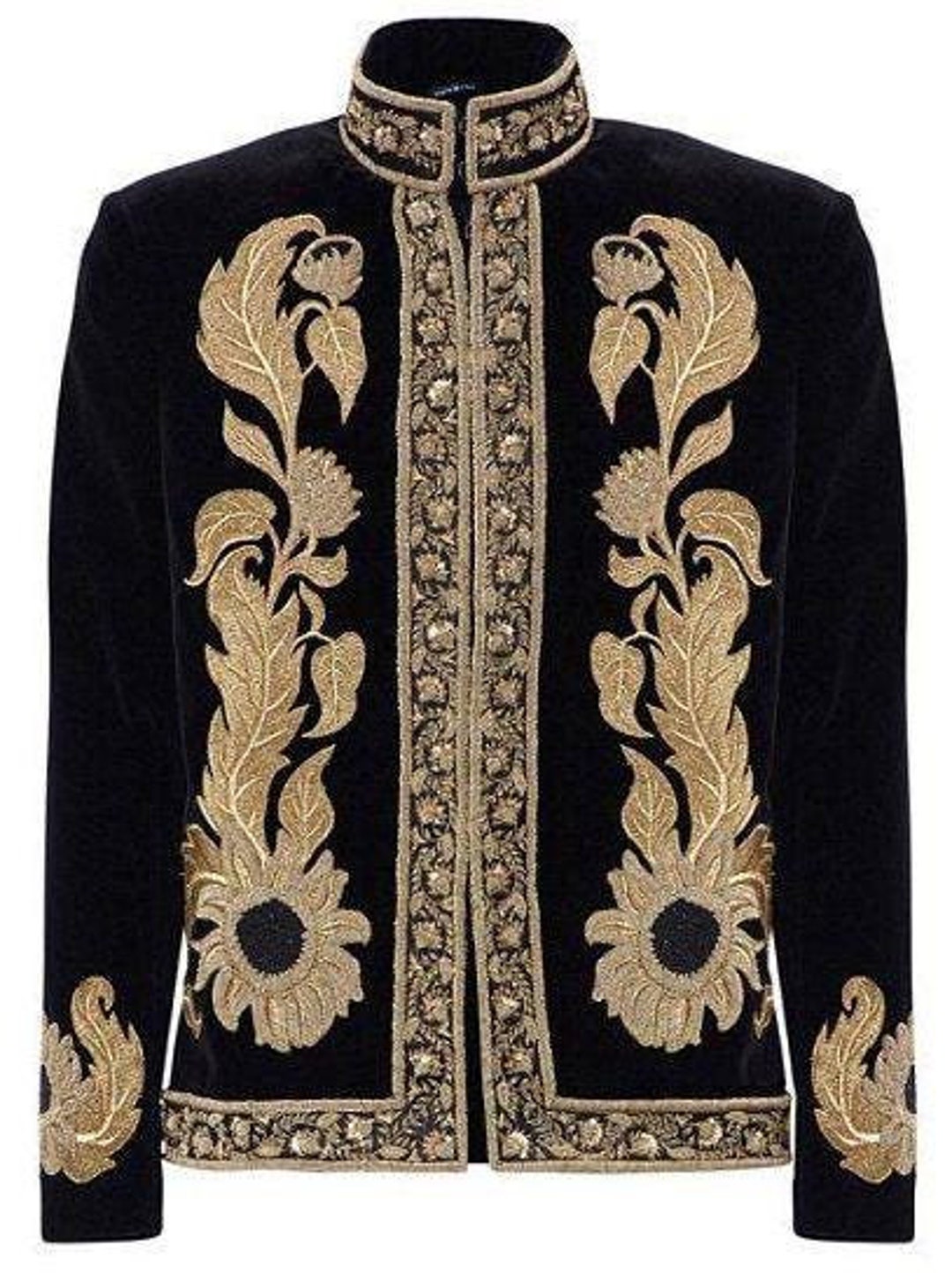 Beige Floral Hand Painted Jacket Set for Men Timeless, Artistic Style with a Sophisticated Touch main image 1