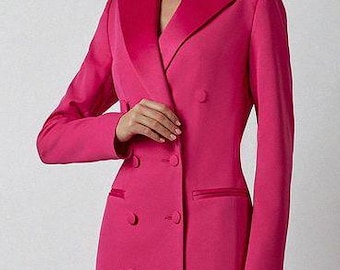 Vestido blazer rosa para mujer, traje de novia y dama de honor personalizado, atuendo formal para cóctel de boda, atuendos navideños