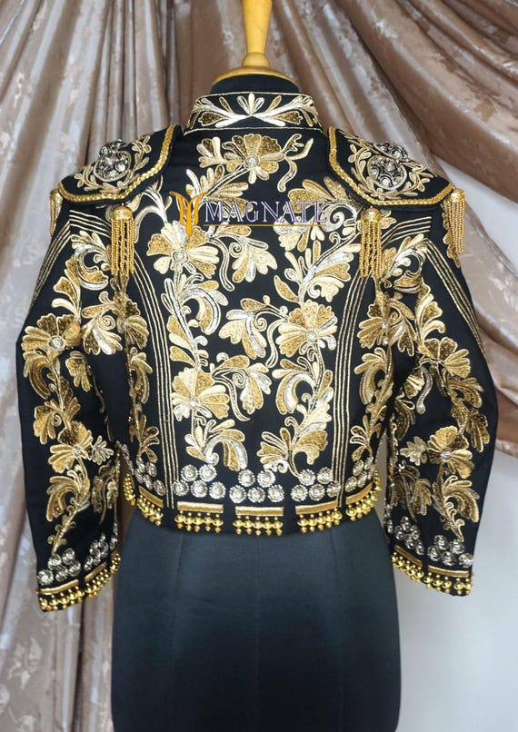 Women's Tailored Black Matador Bolero Jackets Gold Embroidered