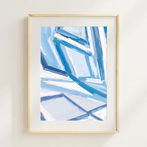 Blue Pattern Tile, Abstract Blue Painting, Blue Geometric Art, Light and Dark Blue Painting, Beach Bedroom Wall Art, Grand Millennial Print
