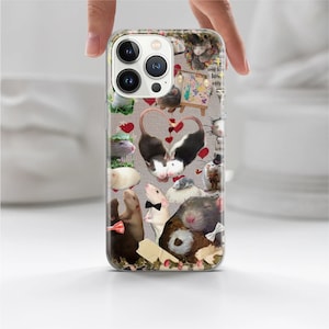 Custodia per telefono collage di ratti, custodia per animali domestici, per iPhone 16 Pro, 15, 14, 13, 12, 11, Google Pixel 9 Pro, 8, 7A, Samsung Galaxy S24 fe, A16, A55