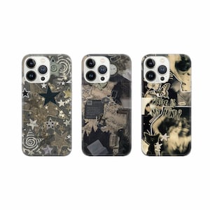 Custodia per telefono con testo grunge, cover rock urbano per iPhone 16 Pro, 15, 14, 13, 12, 11, Google Pixel 9, 8, 7A, 6A, Samsung Galaxy S24 Ultra, S23fe,