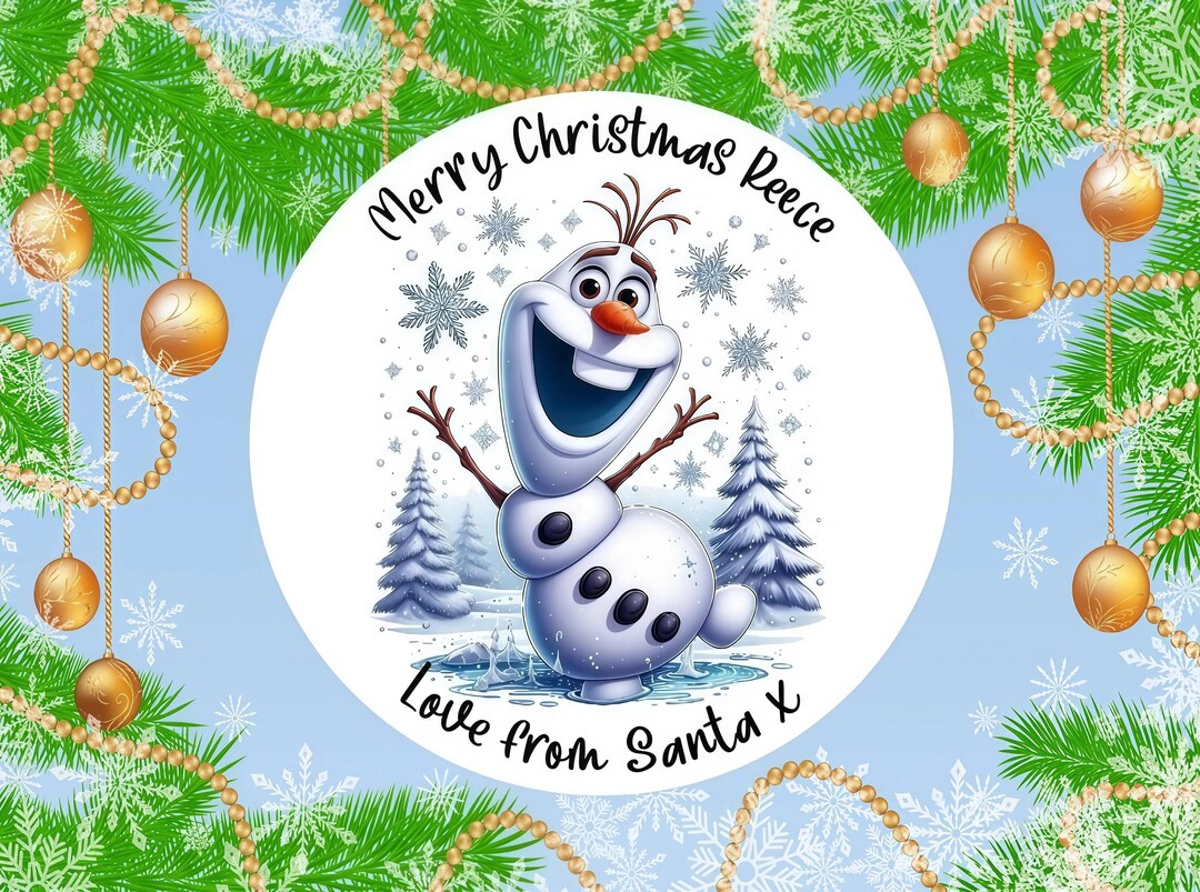 24 Personalised Olaf - Frozen Christmas Stickers | Personalised ...