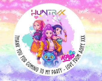 24 Personalised KPOP Demon Hunters Party/ Birthday stickers / Sweet Cones/ Party favours /Cupcake/ Party bag Stickers