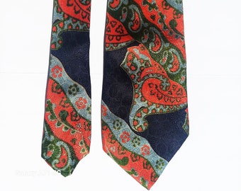 Vintage Neiman Marcus Men's 100% Silk Tie Paisley 60's-70's Made in Italy