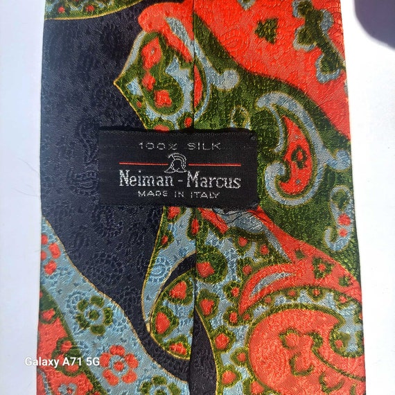 Vintage Neiman Marcus Men's 100% Silk Tie Paisley… - image 4