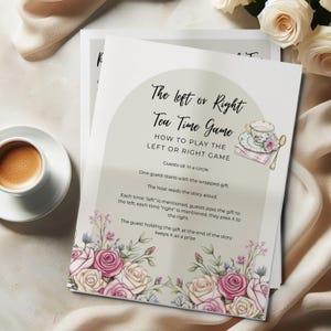 Left Right Tea Party Game, Engaging Printable Game for Parties, Pass the Prize, Fun Tea Party Activities, Bridal Shower Ideas