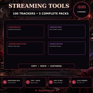 400 StreamElements-räknarkommandon | 100 Twitch Tracker Mega-paket