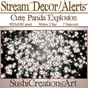 2 decoraciones animadas para transmisiones: confeti de panda, superposición de Twitch de un adorable panda gigante, donaciones de alerta, suscripciones de regalo, ánimo, propinas, suscriptores, seguidores