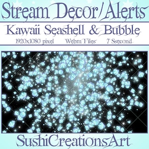 2 decoraciones animadas para transmisiones: mar de almejas kawaii, superposición de concha para Twitch, acuática, alerta submarina, donaciones, regalos, suscripciones, ánimo, propina, seguidor de suscripciones