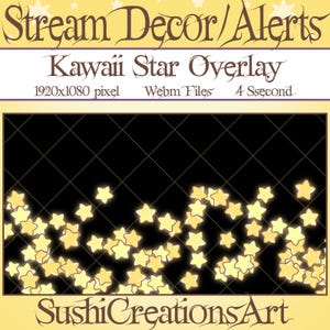 Animated Stream Decoration: Yellow Star Twitch Overlay, Galaxy Celestial Space Starry Night Alert Donations Gift Subs Cheer Tip Sub Follower