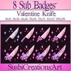 Heart Skull Knife Twitch Sub Badges, Valentine&#39;s Day Pack Bit, Sweet Night Twitch Overlay, Skull Devil Knife Stream Gamer Vtuber OBS Youtube