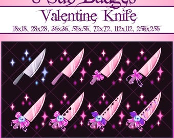 Heart Skull Knife Twitch Sub Badges, Valentine&#39;s Day Pack Bit, Sweet Night Twitch Overlay, Skull Devil Knife Stream Gamer Vtuber OBS Youtube
