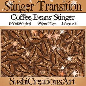 Twitch Animated Stinger Transition: Pastel Kawaii Coffee Beans Falling, Cafe Shop, Cappuccino Stream Transition, Cute Overlay, OBS, Youtube