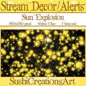 2 Decoración de transmisión animada: Superposición de Twitch de Explosión de verano acogedora del sol, Alerta de clima soleado Donaciones Regalos Suscripciones Animar Propina Suscriptor Seguidor