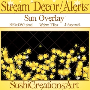 3 decoraciones animadas para transmisiones: Superposición de Twitch Kawaii The Sun Falling, Clima soleado, Alerta de verano, Donaciones, Regalos, Suscripciones, Animar, Propina, Suscriptor, Seguidor