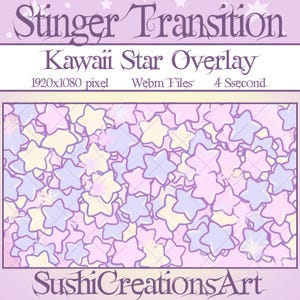 Transición de Stinger animada de Twitch: Transición de transmisión de estrella fugaz kawaii pastel, espacio, celestial, noche estrellada, superposición linda, OBS, YouTube