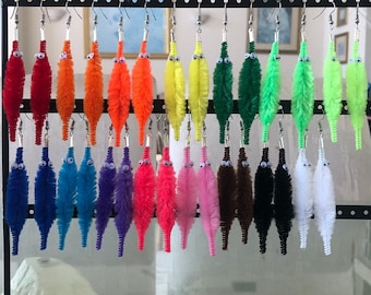 fuzzy worm earrings!